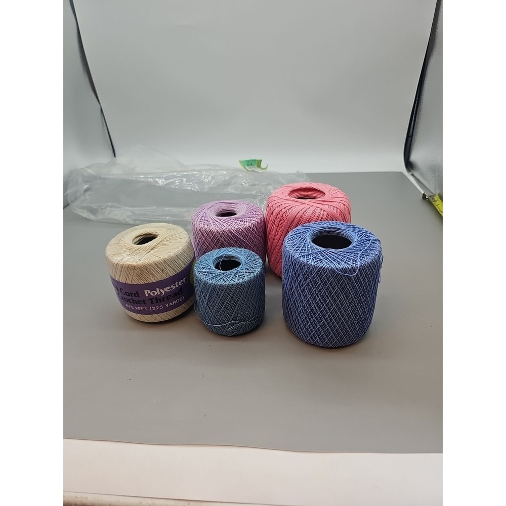 Clarks Big Ball 3 Cord Crochet Thread Assorted Sizes -partial balls‎ Lot Of 5